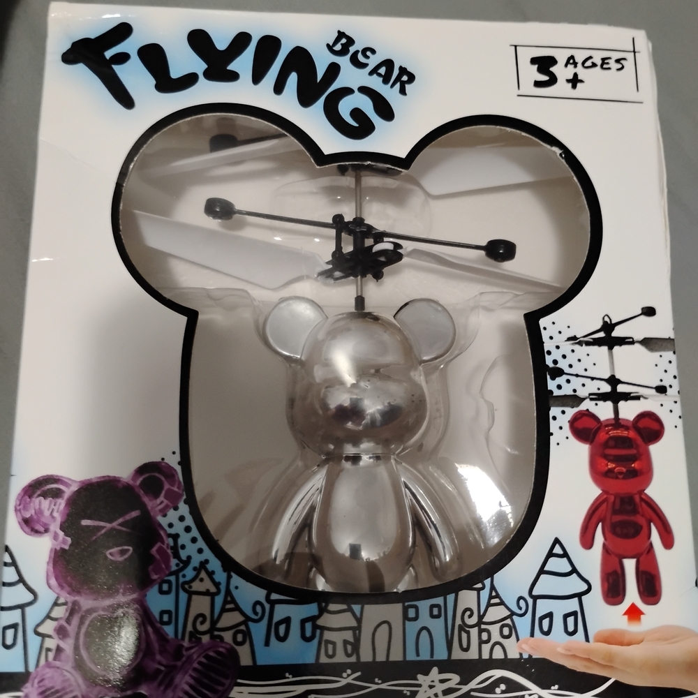 Flying Bear Toy - Silver